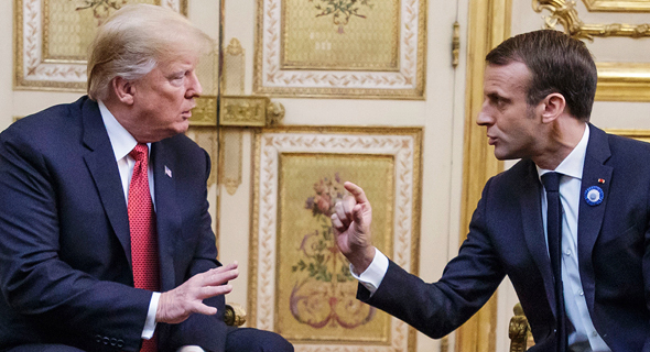 נשיא צרפת עמנואל מקרון נשיא ארה"ב דונלד טראמפ, צילום: איי אף פי