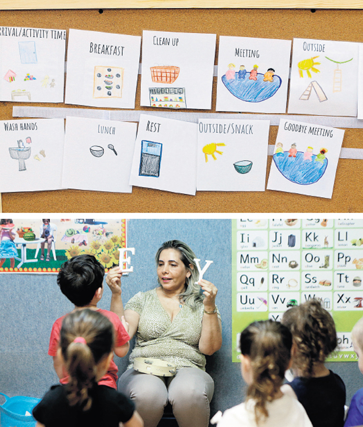 גן קשת, רמת גן. הגננת, אסנת גונן: "אנחנו חיים בעולם גלובלי, האנגלית משחקת תפקיד מרכזי בתעסוקה, בעיקר בהייטק, וזה מאוד חשוב להורים. כבר היום הם חושבים כיצד הילד ישתלב בשוק העבודה וכיצד להקל על חייו האקדמיים" גן קשת, רמת גן. הגננת, אסנת גונן: "אנחנו חיים בעולם גלובלי, האנגלית משחקת תפקיד מרכזי בתעסוקה, בעיקר בהייטק, וזה מאוד חשוב להורים. כבר היום הם חושבים כיצד הילד ישתלב בשוק העבודה וכיצד להקל על חייו האקדמיים"