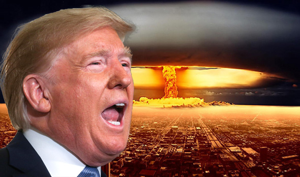 Donald Trump superimposed on a nuclear explosion. Photo: Reuters, Wallpapercave Donald Trump superimposed on a nuclear explosion. Photo: Reuters, Wallpapercave