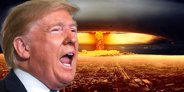 Donald Trump superimposed on a nuclear explosion. Photo: Reuters, Wallpapercave