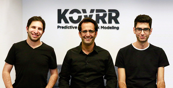 Kovrr founders Avi Bashan (left), Yakir Golan, and Shalom Bubil. Photo: Amir Amitai Kovrr founders Avi Bashan (left), Yakir Golan, and Shalom Bubil. Photo: Amir Amitai