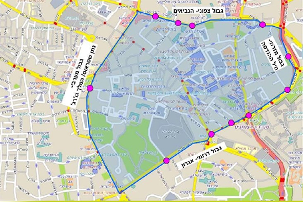 מפת האזור האסור לכניסת רכבי דיזל מפת האזור האסור לכניסת רכבי דיזל
