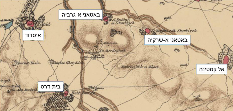 מפה מוקדמת של האזור. ללא התיישבות יהודית מפה מוקדמת של האזור. ללא התיישבות יהודית