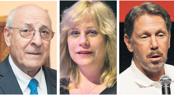 מימין: מייסד אורקל לארי אליסון, היועצת המשפטית של משרד רה"מ שלומית ברנע פרגו, עו"ד יצחק מולכו מימין: מייסד אורקל לארי אליסון, היועצת המשפטית של משרד רה"מ שלומית ברנע פרגו, עו"ד יצחק מולכו