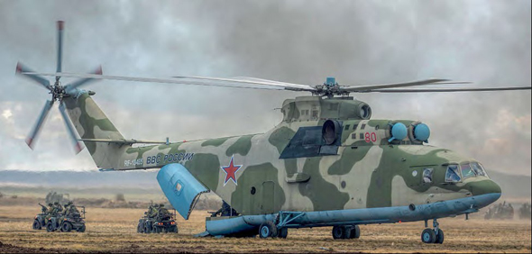 מסוק Mi26 פורק צוות קומנדו. ביכולתו לשאת פלוגת חיילים שלמה מסוק Mi26 פורק צוות קומנדו. ביכולתו לשאת פלוגת חיילים שלמה