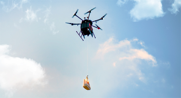 A Flytrex drone delivering a package. Photo: PR