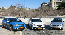 מימין סיאט איביזה רנו קליאו  וסיטרואן C3, צילום: נועם ריין 