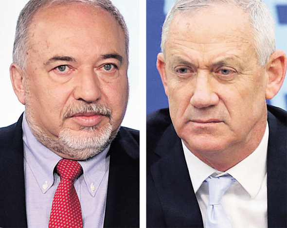 מימין: יו"ר כחול לבן בני גנץ יוו"ר ישראל ביתנו אביגדור ליברמן מימין: יו"ר כחול לבן בני גנץ יוו"ר ישראל ביתנו אביגדור ליברמן