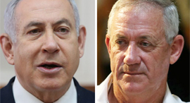 מימין: יו"ר כחול לבן בני גנץ וראש הממשלה בנימין נתניהו, צילום: אלכס קולומויסקי, 