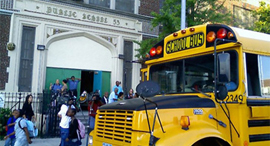 בית ספר ניו יורק ארה"ב קורונה אוטובוס תלמידים, צילום: CBS
