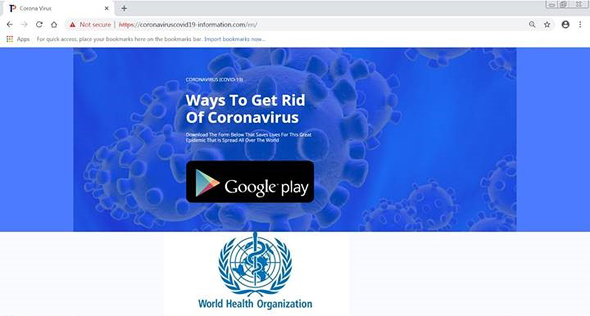 התחזות לאפליקציה של ארגון הבריאות העולמי סייבריזן 