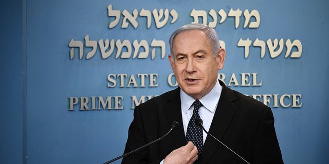 Prime Minister Benjamin Netanyahu holds a press briefing preventing the spread of Covid-19. Photo: Yoav Dudkevitch