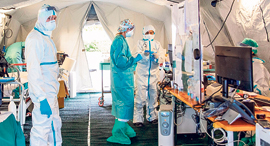 A healthcare unit for corona patients in Italy. Photo: Bloomberg