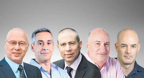 מנכ"לי חברות הנדל"ן (מימין): אייל חנקין, עזריאלי; נתן חץ, אלוני חץ; אופיר שריד, מליסרון; דודו זבידה, מבנה; חיים כצמן, גזית גלוב מנכ"לי חברות הנדל"ן (מימין): אייל חנקין, עזריאלי; נתן חץ, אלוני חץ; אופיר שריד, מליסרון; דודו זבידה, מבנה; חיים כצמן, גזית גלוב