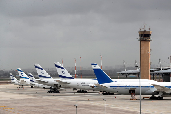 Grounded El-Al planes at Ben Gurion Airport. Photo: Reuters