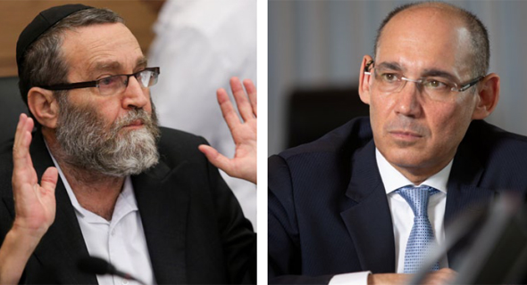 הנגיד אמיר ירון (מימין) וח"כ משה גפני. "החוק יביא למחנק אשראי" הנגיד אמיר ירון (מימין) וח"כ משה גפני. "החוק יביא למחנק אשראי"