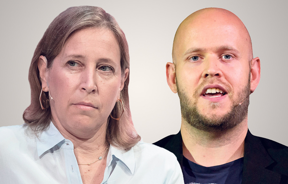 מנכ"לית יוטיוב סוזן ווצ'יסקי ומנכ"ל ספוטיפיי דניאל אק מנכ"לית יוטיוב סוזן ווצ'יסקי ומנכ"ל ספוטיפיי דניאל אק