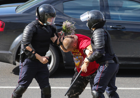Police arrest a protester in Minsk. Photo: IPA Police arrest a protester in Minsk. Photo: IPA
