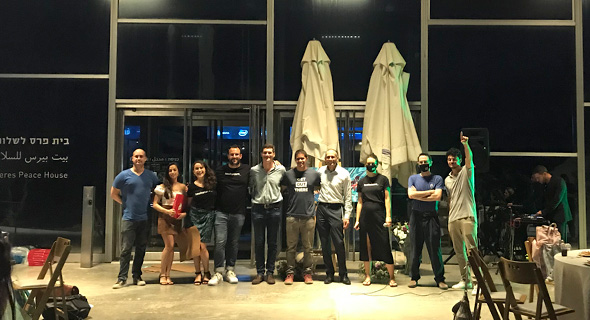 The Techstars Group celebrating their achievements at the end of the cohort. Photo: James Spiro/CTech