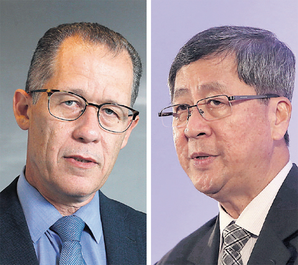 Rivulis chairman Gillon Beck (left) and Temasek chairman Lim Boon Heng. Photo: Amit Shaal, Chris Jackson Rivulis chairman Gillon Beck (left) and Temasek chairman Lim Boon Heng. Photo: Amit Shaal, Chris Jackson