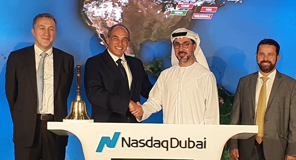 Edouard Cukierman (second left) with Hamed Ahmed Ali, Chief Executive Officer of Nasdaq Dubai. Photo: Courtesy Edouard Cukierman (second left) with Hamed Ahmed Ali, Chief Executive Officer of Nasdaq Dubai. Photo: Courtesy