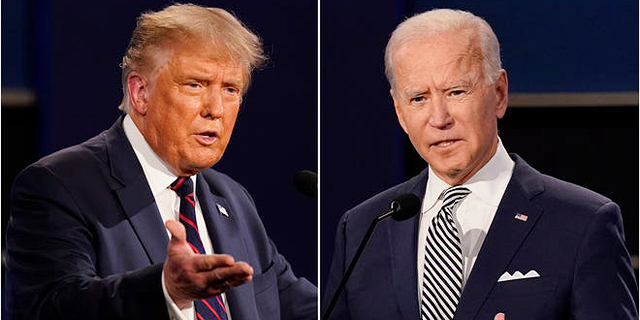 Donald Trump and Joe Biden face off during a debate. Photo: AP