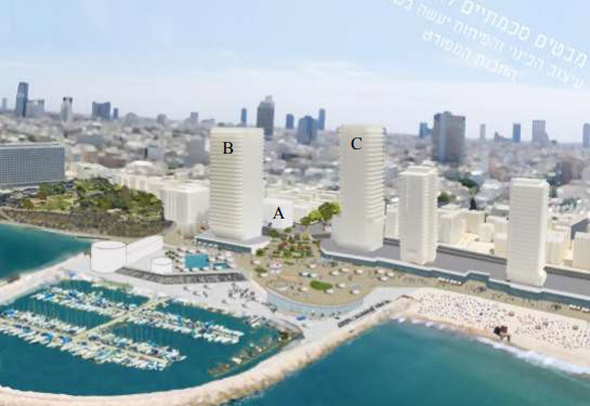תוכנית סכימתית של כיכר אתרים מכיוון הים תוכנית סכימתית של כיכר אתרים מכיוון הים