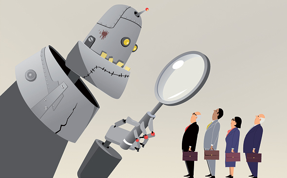 A robot sorting through job applicants. Photo: Shutterstock A robot sorting through job applicants. Photo: Shutterstock