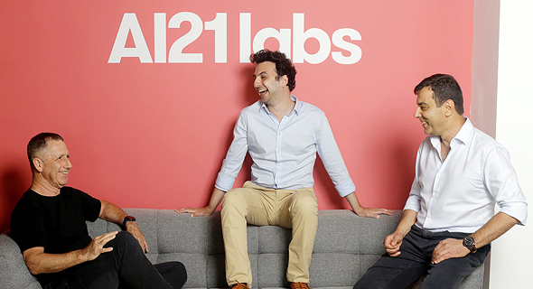 AI21 Labs founders Amnon Shashua (from right), Ori Goshen and Yoav Shoham. Photo: Courtesy AI21 Labs founders Amnon Shashua (from right), Ori Goshen and Yoav Shoham. Photo: Courtesy