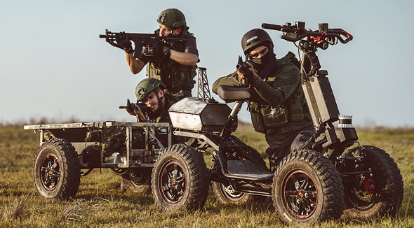 Soldiers can use the EZRaider electric ATV for a range of missions. Photo: Benny Deutsch Soldiers can use the EZRaider electric ATV for a range of missions. Photo: Benny Deutsch