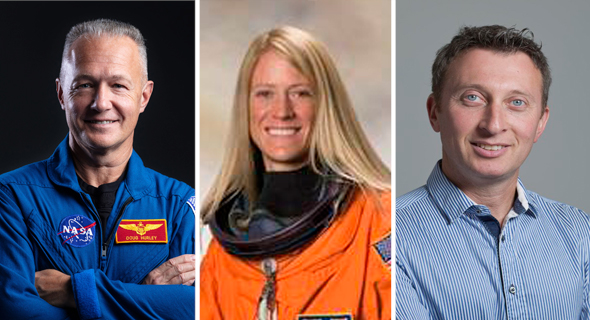 From right to left Ben-Ze&#39;ev and NASA astronauts Dr. Karen Nyberg and Col. Doug Hurley