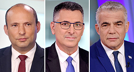 יאיר לפיד, גדעון סער, נפתלי בנט, צילום: קובי קואנקס, אבי מועלם