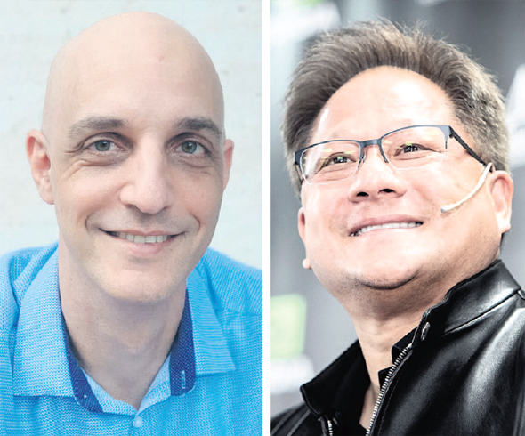 Nvidia's head of Israel HR Gideon Rosenberg (left) and CEO Jen-Hsun Huang. Photo: Gil Nachoshtan Nvidia's head of Israel HR Gideon Rosenberg (left) and CEO Jen-Hsun Huang. Photo: Gil Nachoshtan