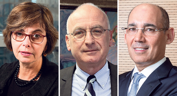 מימין: נגיד בנק ישראל אמיר ירון, המפקח על הבנקים יאיר אבידן והממונה על התחרות מיכל הלפרין מימין: נגיד בנק ישראל אמיר ירון, המפקח על הבנקים יאיר אבידן והממונה על התחרות מיכל הלפרין