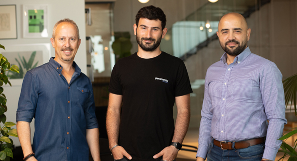 Diyaa Shridi (from right), CTO of Sompo Digital Lab TLV, Parametrix co-founder and CEO Yonatan Hatzor and Sompo Digital Lab Israel Head, Yinnon Dolev. Photo: Segev Orlev Diyaa Shridi (from right), CTO of Sompo Digital Lab TLV, Parametrix co-founder and CEO Yonatan Hatzor and Sompo Digital Lab Israel Head, Yinnon Dolev. Photo: Segev Orlev