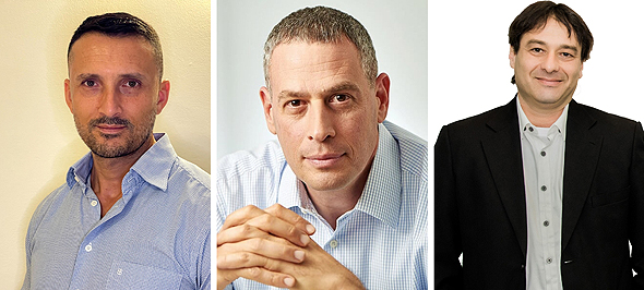 Chai Avital, Assaf Barnea, and Haim Brosh. Photo: IIA, N/A. Shahar Tamir, Chai Avital, Assaf Barnea, and Haim Brosh. Photo: IIA, N/A. Shahar Tamir,
