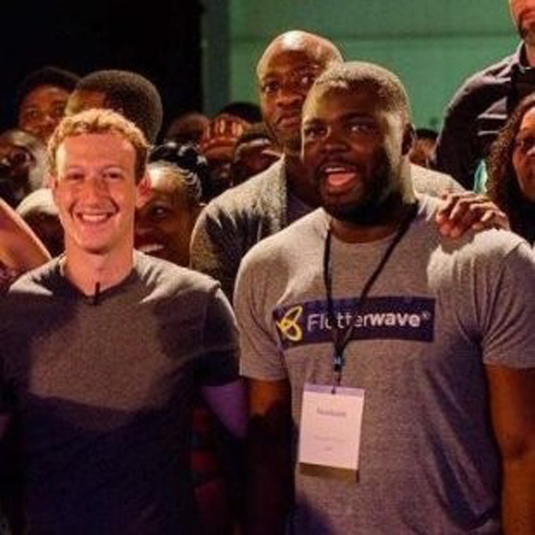  Iyinoluwa ‘E’ Aboyeji with Mark Zuckerberg. Photo: Iyinoluwa Aboyeji