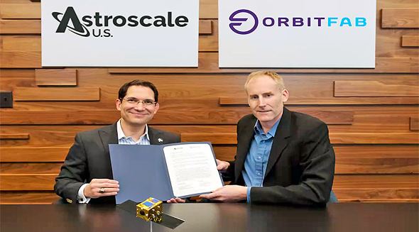 Daniel Farber of Orbit Fab (right) and Ron Lopez of Astroscale-U.S. Photo: Astroscale/Orbit Fab