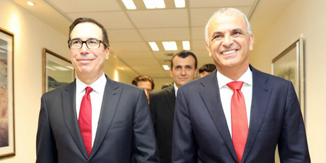 שר האוצר משה כחלון ושר האוצר האמריקאי סטיבן מנוצ'ין