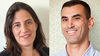 מימין: אבירם לוי מנהל השיווק הראשי של MyHeritage ועינת ניצן ומנהלת תחום טכנולוגיה ב-Google ישראל שבוע גוגל יום רביעי מימין אבירם לוי MyHeritage עינת ניצן google