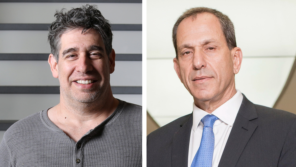 שמואל האוזר. בצוות ההקמה של הבנק; ניר צוק. השקיע עשרות מיליוני דולרים בפיתוח הבנק החדש (צילום: יובל חן, Palo Alto Networks) מימין שמואל האוזר ו ניר צוק