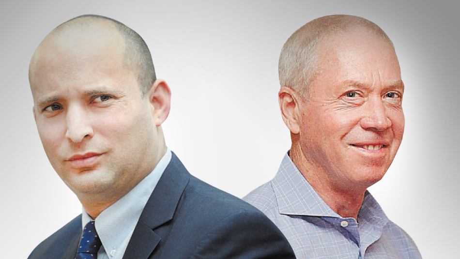 מימין: השר להשכלה גבוהה הנכנס יואב גלנט ושר החינוך לשעבר נפתלי בנט ( צילומים: אוראל כהן ) מימין: השר השכלה גבוה הנכנס יואב גלנט ושר החינוך לשעבר נפתלי בנט