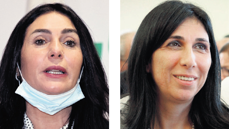 מימין: יו"ר ועד עובדי הרכבת גילה אדרעי ושרת התחבורה מירי רגב (צילום: יריב כץ, מיקי נועם אלון) מימין: יו"ר ועד עובדי הרכבת גילה אדרעי ושרת התחבורה מירי רגב