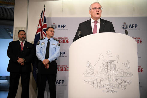 ראש ממשלת אוסטרליה סקוט מוריסון במסיבת עיתונאים לאחר המבצע, רויטרס