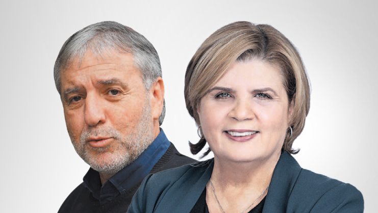 שרת הכלכלה הנכנסת אורנה ברביבאי ושר הרווחה הנכנס מאיר כהן (צילום: דובורת יש עתיד, שאול גולן) מימין: שרת הכלכלה הנכנסת אורנה ברביבאי ושר הרווחה הנכנס מאיר כהן