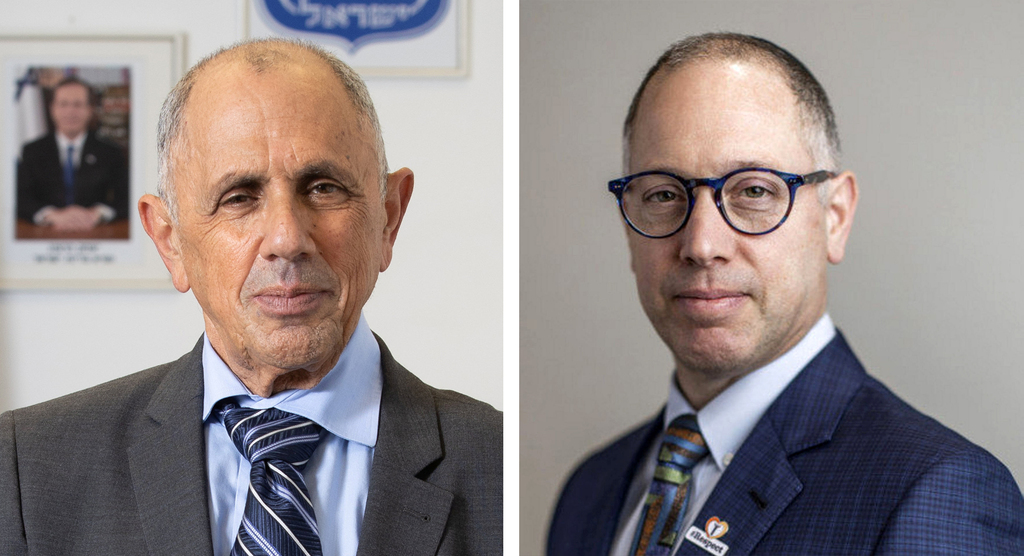מימין: בעל השליטה באל על קני רוזנברג ומנכ"ל האוצר רם בלינקוב (צילום: Centers Health Care, אלכס קולומויסקי) מימין בעל השליטה באל על קני רוזנברג ומנכ"ל האוצר רם בלינקוב