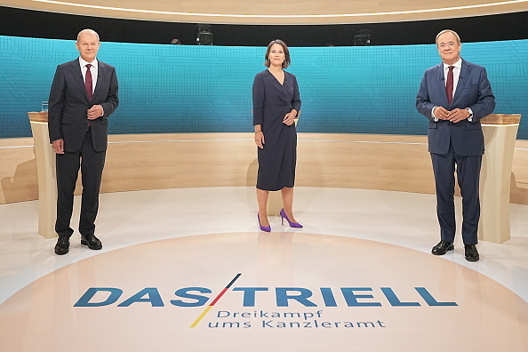 שלושת המועמדים הראשיים בגרמניה: ארמין לשט מה-CDU, אנלנה ברבוק מהירוקים ואולף שולץ מה-SPD , גטי