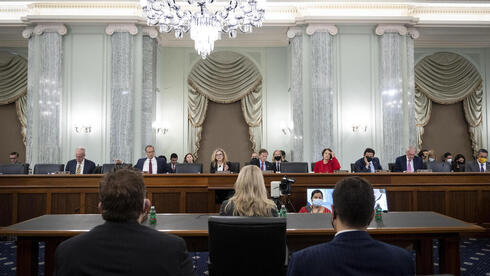 האוגן מעידה בפני הסנאטורים, צילום: אי פי איי