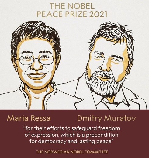 מריה רסה נובל ודמיטרי מורטוב, צילום: ועדת פרס נובל