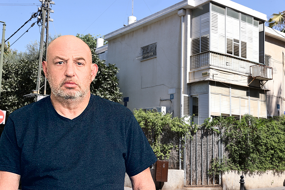 הראל ויזל על רקע אחד הבניינים שייהרסו בשכונת נחלת יצחק תל אביב ובמקומם יבנה מגדל של 27 קומות (צילום: אביגיל עוזי, דימה טליאנסקי) הראל ויזל על רקע אחד הבניינים שייהרסו בשכונת נחלת יצחק תל אביב ובמקומם יבנה מגדל של 27 קומות